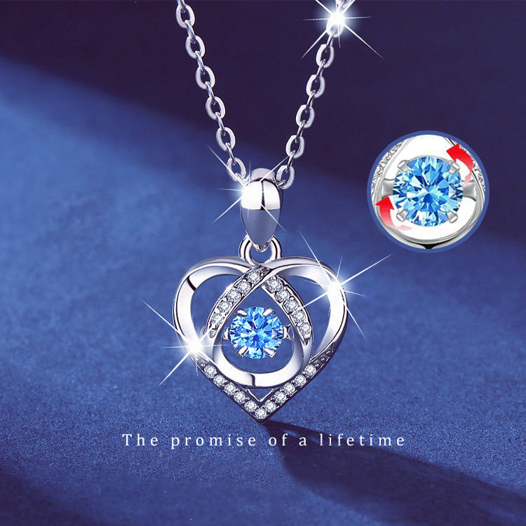 S925 Beating Heart-Shaped Necklace – Luxury Love Rhinestones