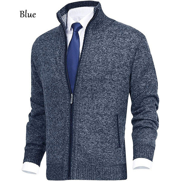 Suéter tipo cárdigan de cuello alto de color liso para hombre