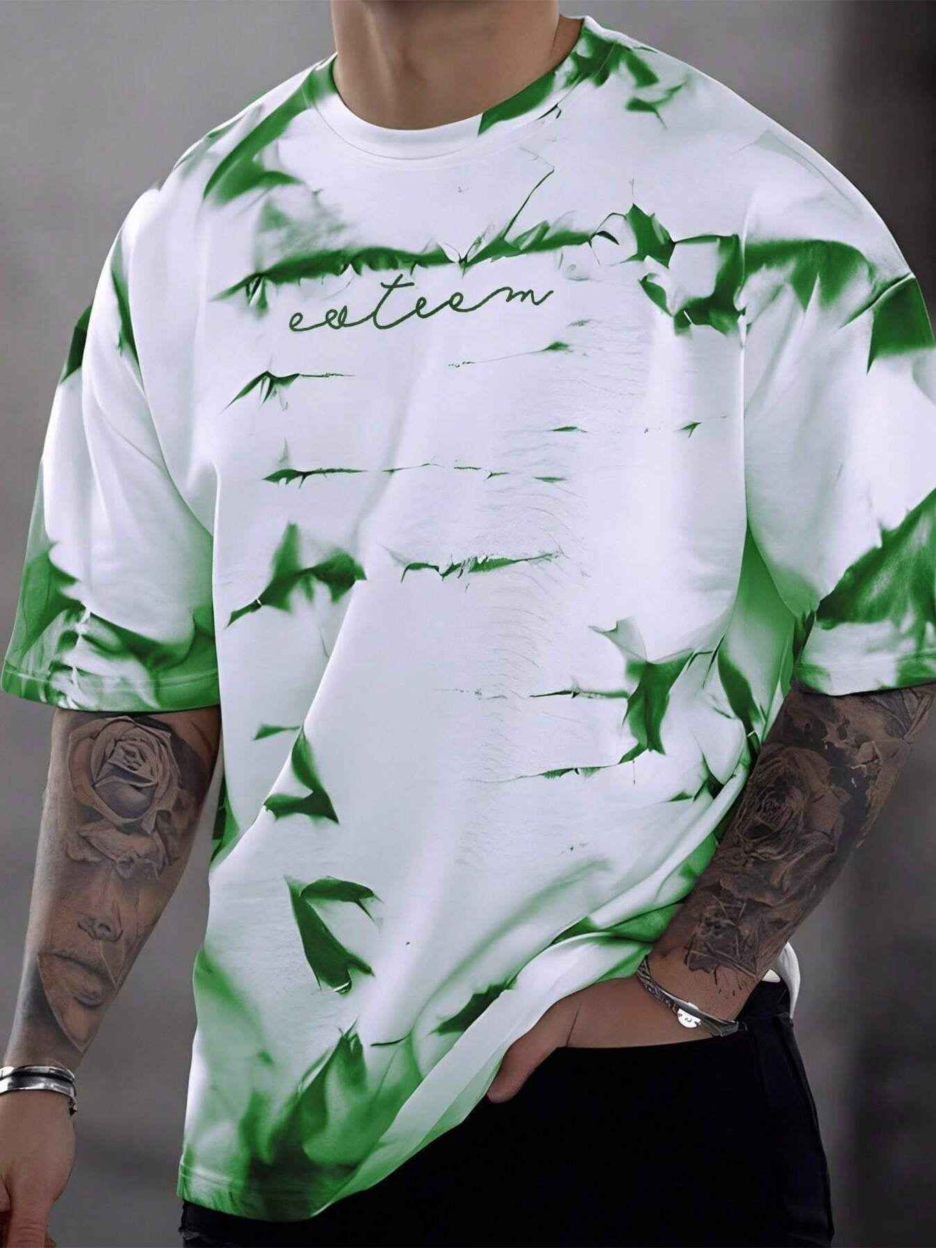 Men's Full Size Tie-Dye Round Neck T-Shirt Plus Size
