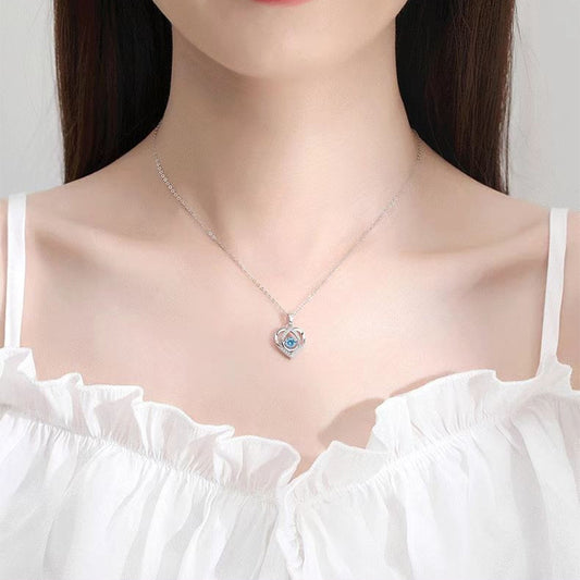 S925 Beating Heart-Shaped Necklace – Luxury Love Rhinestones
