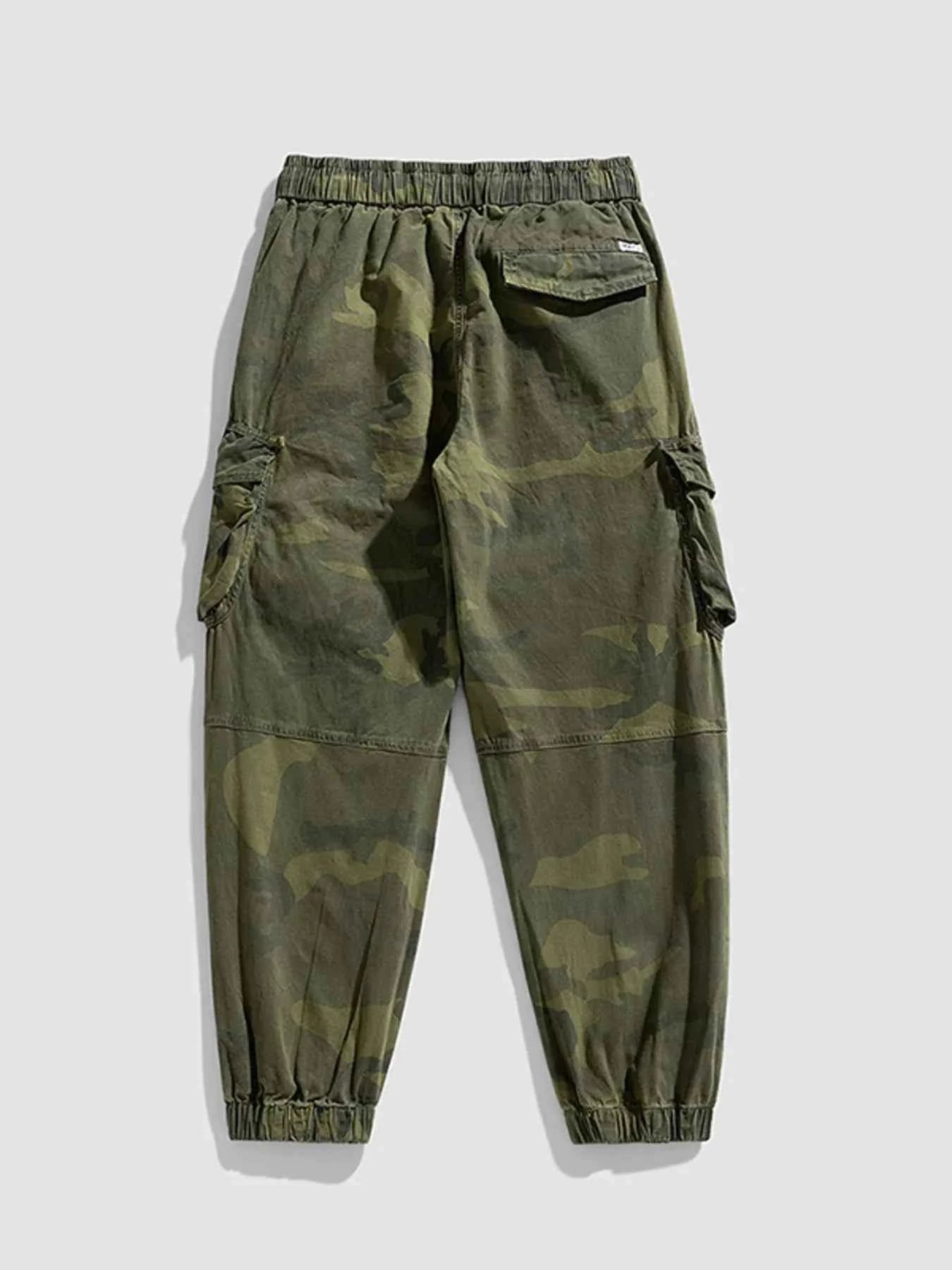 Men's Plus Size Camouflage Cargo Pants with Drawstring