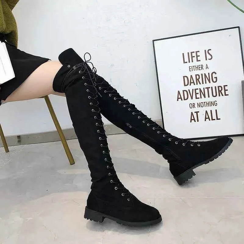 Lace-Up Over-the-Knee Boots