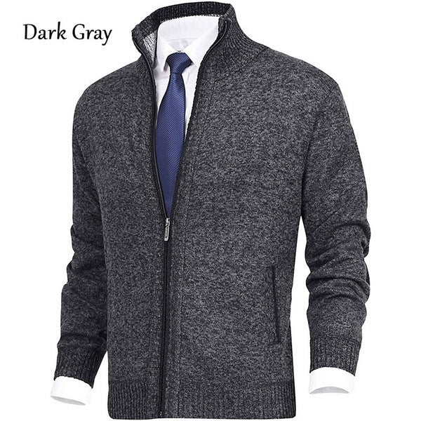 Suéter tipo cárdigan de cuello alto de color liso para hombre