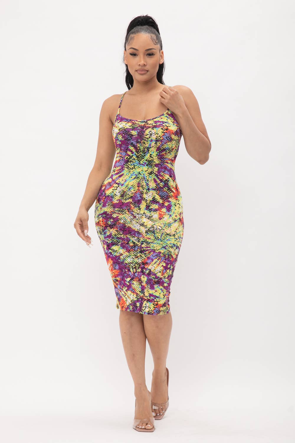 TPC Curve Flow Tie-Dye Midi – Bulk Box of 6 (Tie Dye )   🔥 $119.99 / 6-Pack Curve Bodycon Dress Set

Fitted booty-hugging silhouette • Tie-dye collection