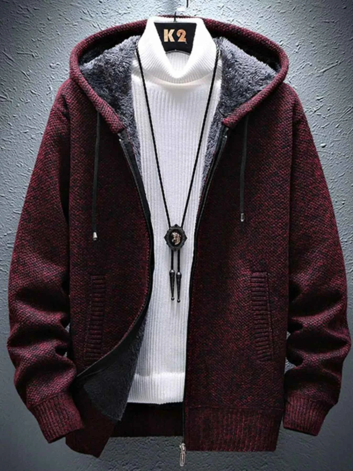 Men's Plus Size Hooded Zip-Up Cardigan