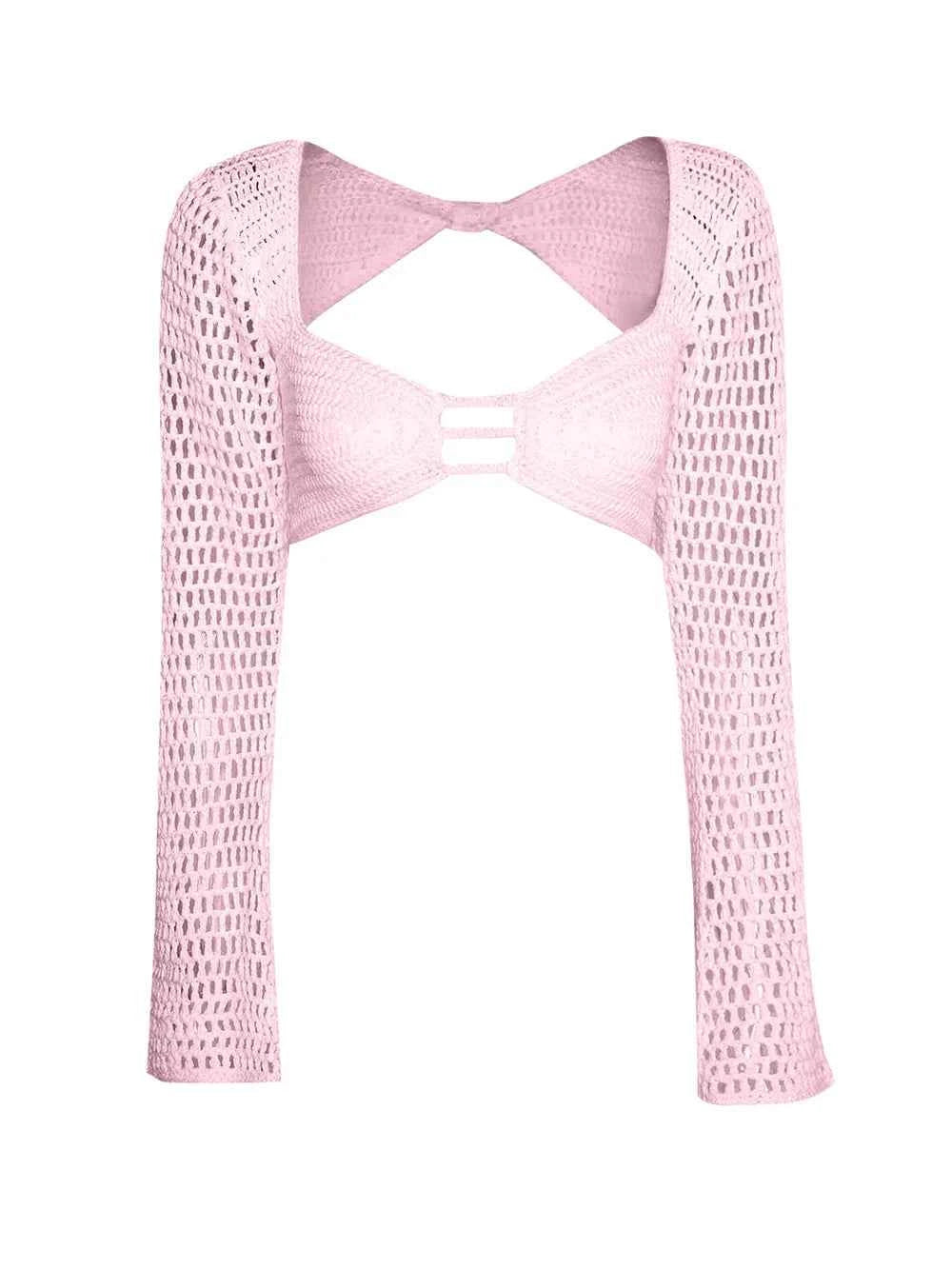 Tied Long Sleeve Cover Up Set with Skirt