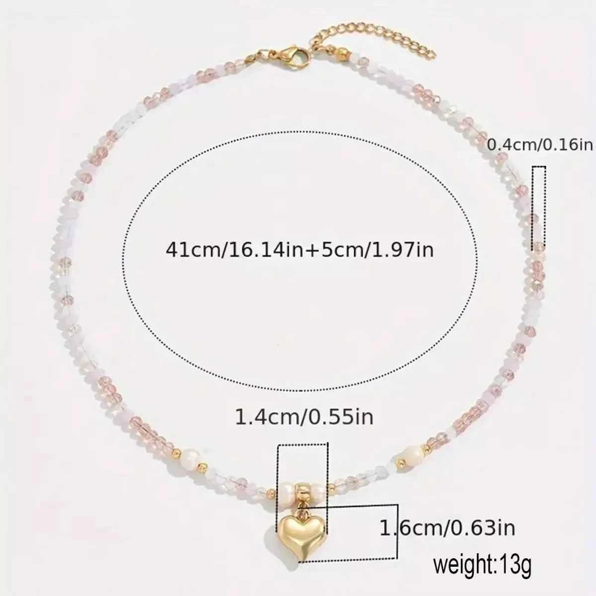 Bead Heart Pendant Necklace