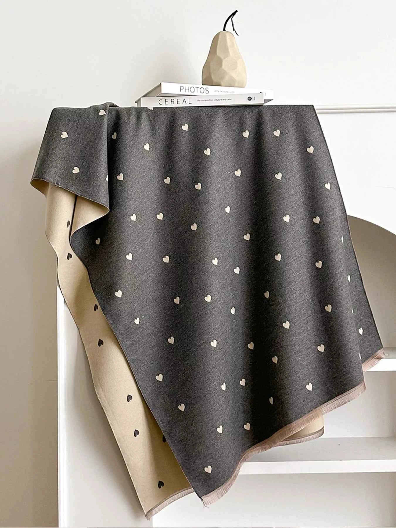 Heart Raw Hem Scarf