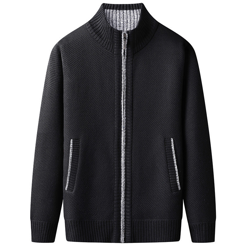 Suéter tipo cárdigan de cuello alto de color liso para hombre