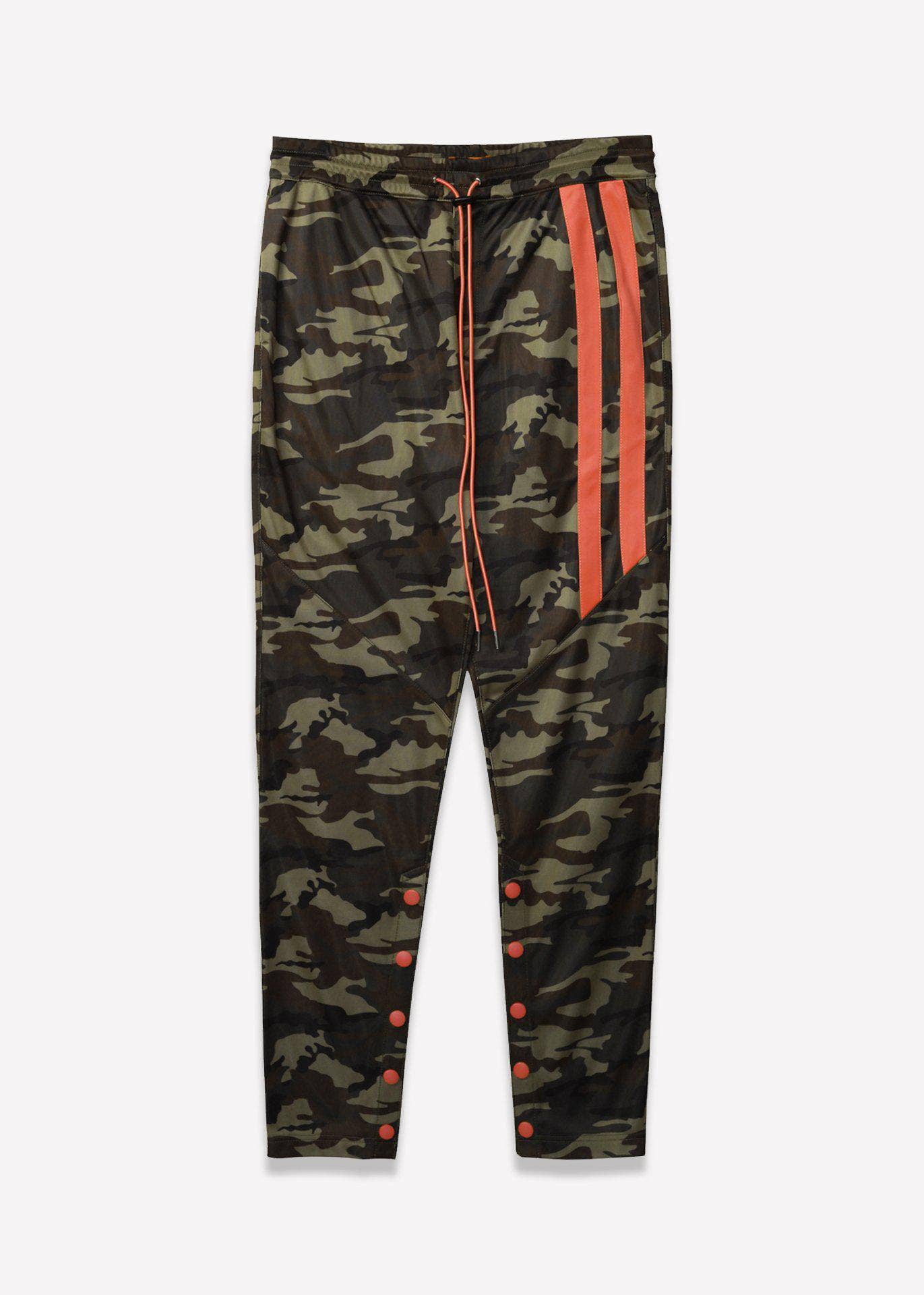 Robin K Men’s Snap Track Pants in Orange Camo