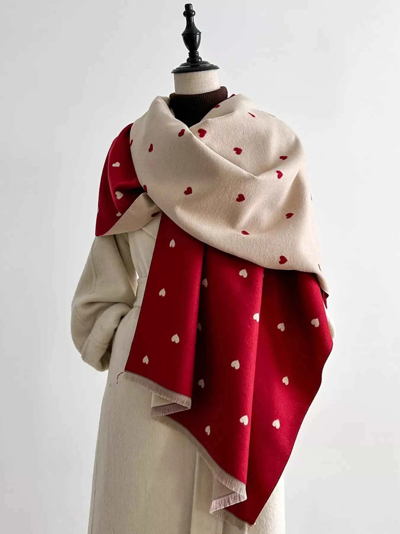 Heart Raw Hem Scarf