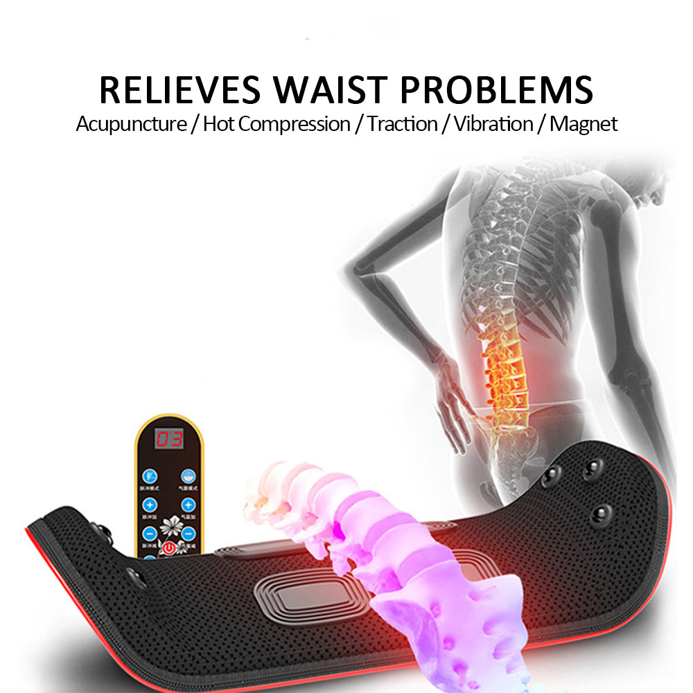 Dispositivo de tracción lumbar eléctrico de relajación, masajeador vibratorio de espalda y cintura, soporte para la columna lumbar, alivia la fatiga de la cintura