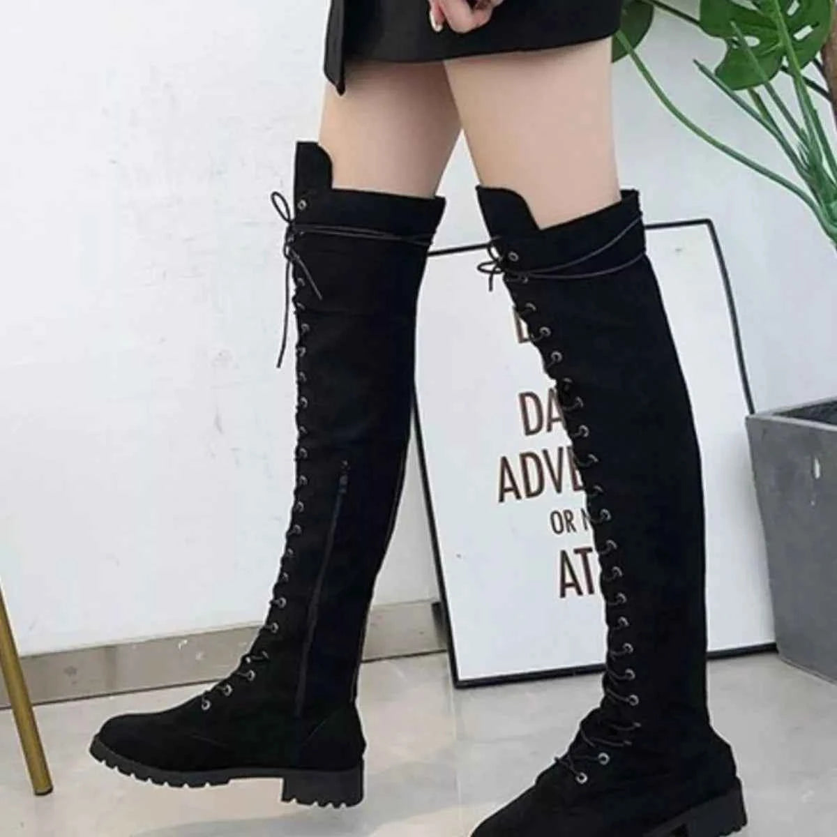 Lace-Up Over-the-Knee Boots