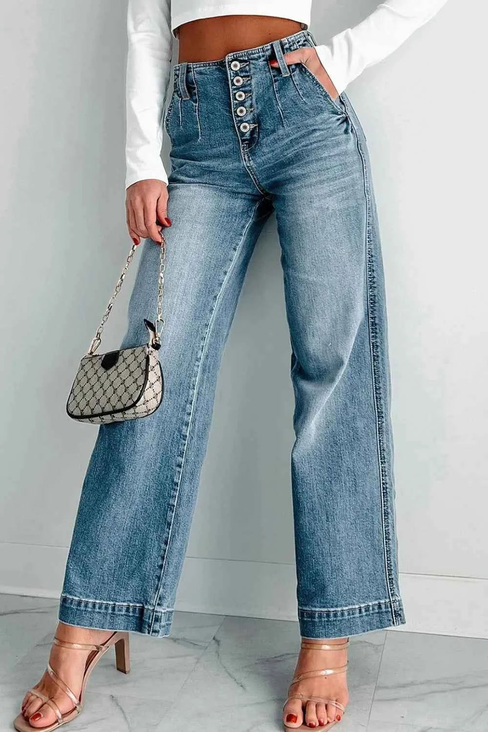 Button Fly High Waist Jeans for Effortless Style and Comfort