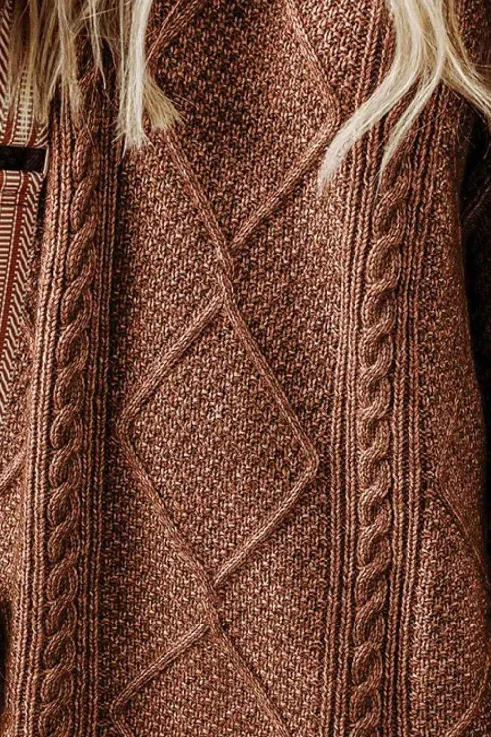 Cable-Knit Sweater Dress with Round Neck