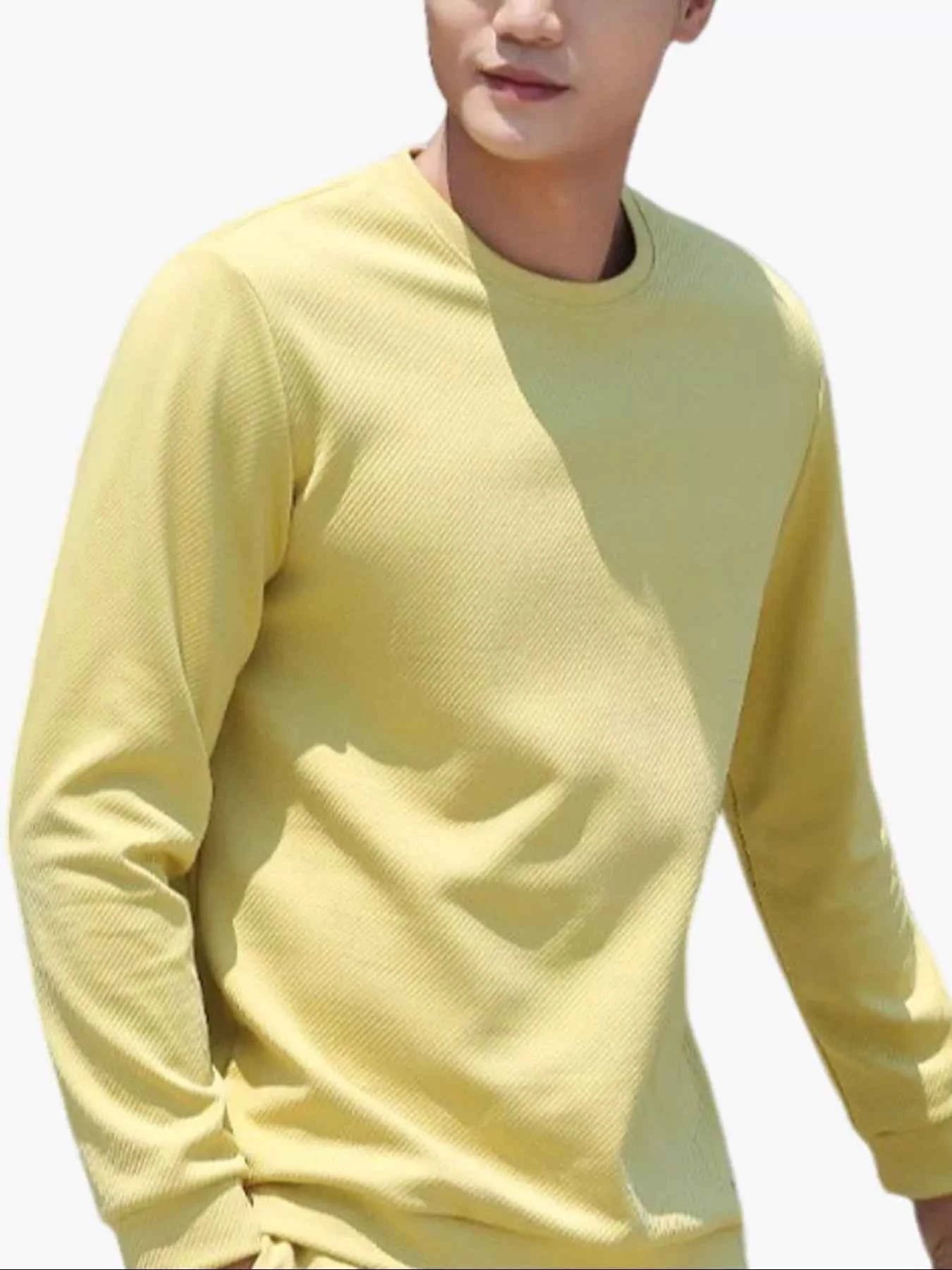 Men's Full Size Casual Solid Color Long Sleeve Sweatshirt Plus Size