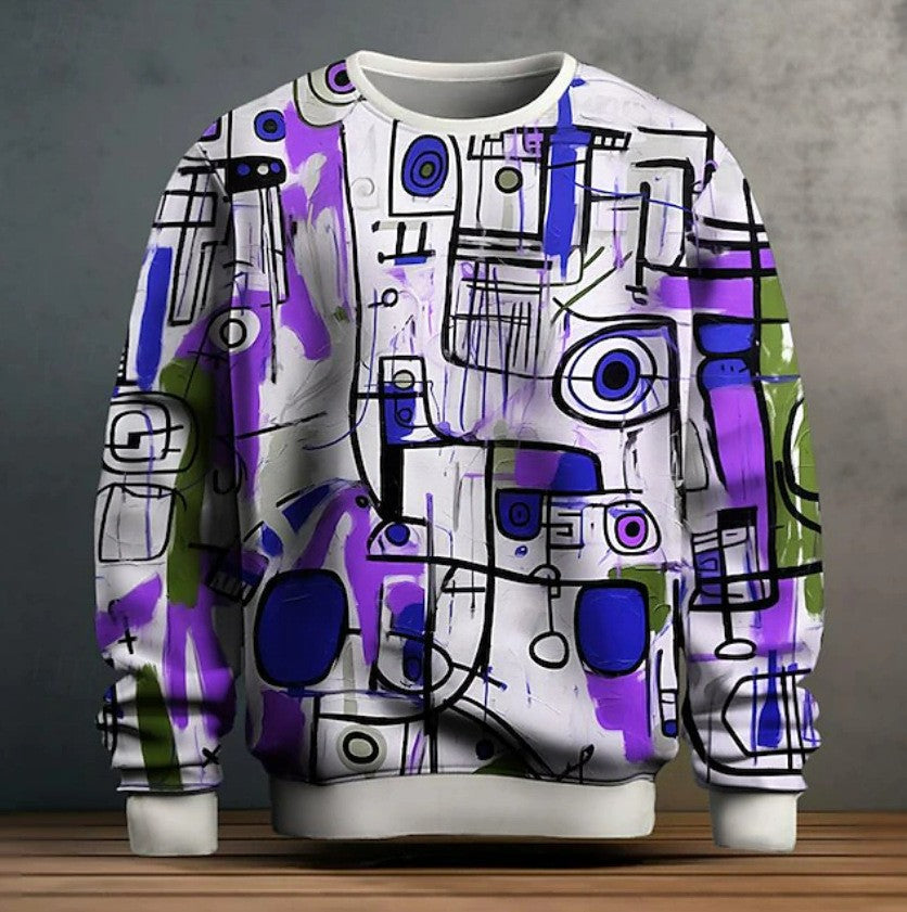 Sudaderas de manga larga con capucha y grafiti para hombre