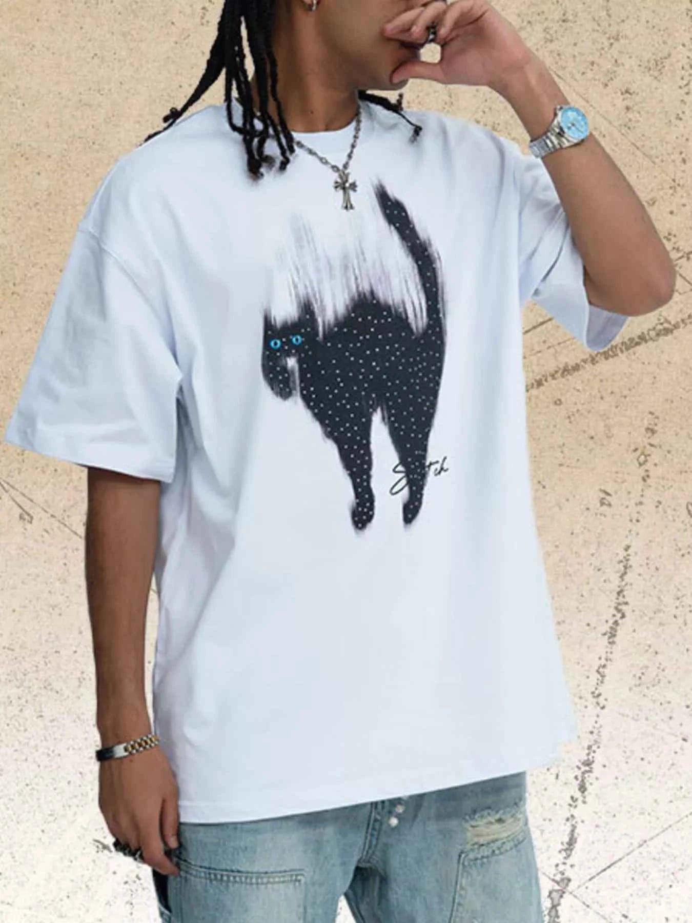 Men's Cat Graphic Short Sleeve T-Shirt