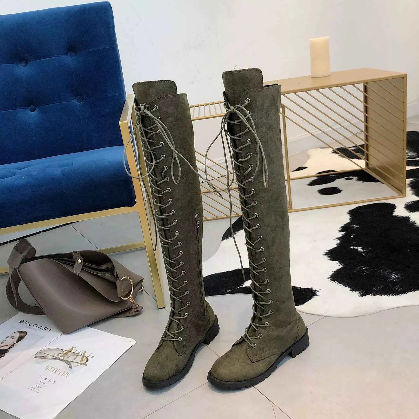 Lace-Up Over-the-Knee Boots