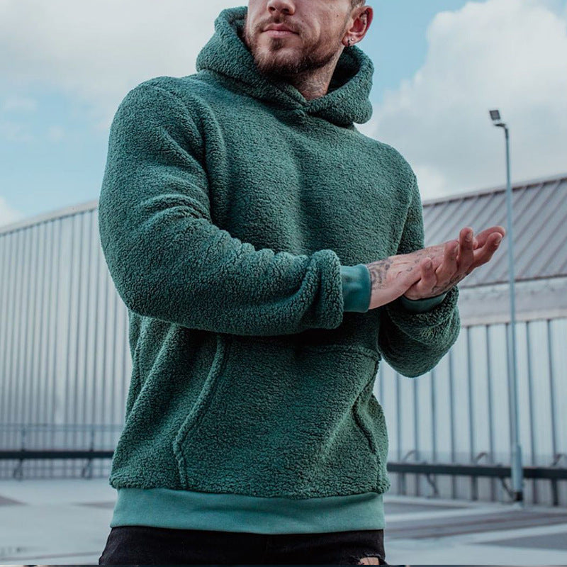 Sudadera con capucha de felpa para hombre con bolsillo grande, jersey de moda de manga larga, top con capucha, ropa lisa.