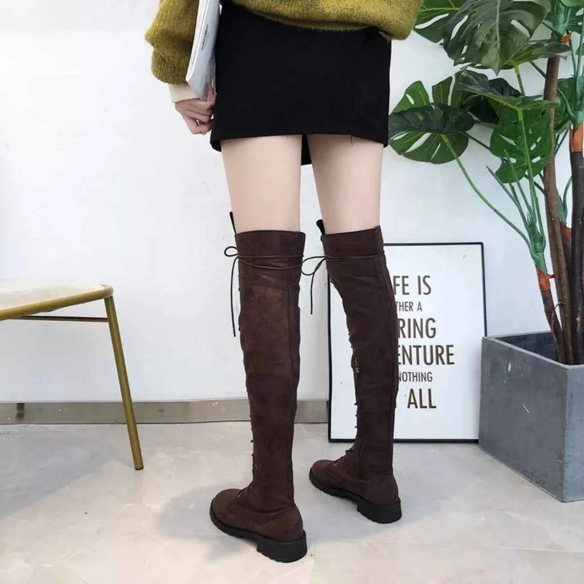 Lace-Up Over-the-Knee Boots
