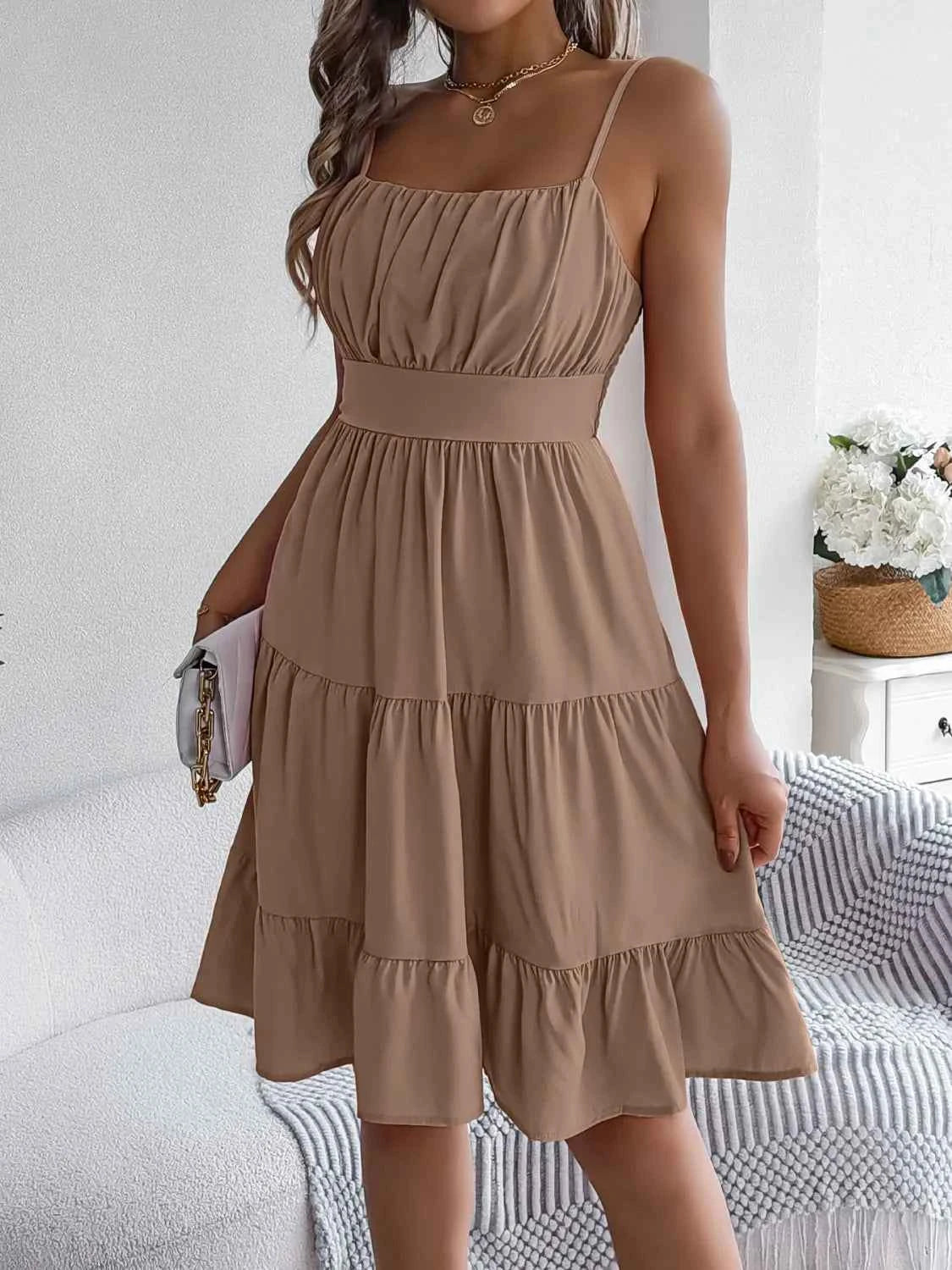 Smocked Back Tiered Cami Dress