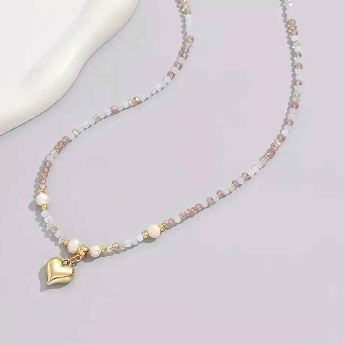 Bead Heart Pendant Necklace