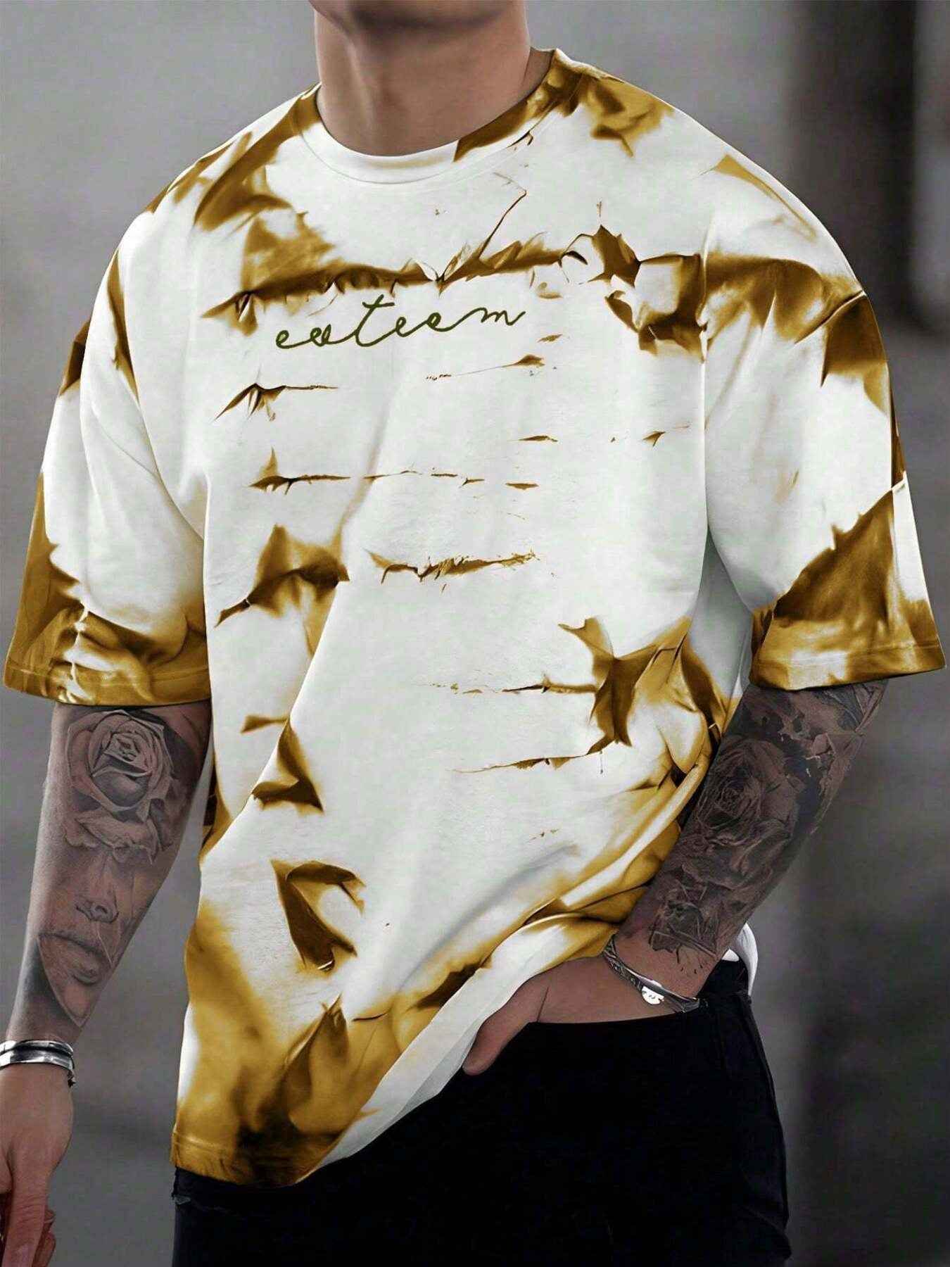 Men's Full Size Tie-Dye Round Neck T-Shirt Plus Size