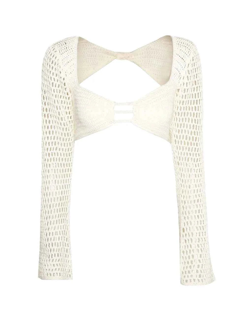 Tied Long Sleeve Cover Up Set with Skirt