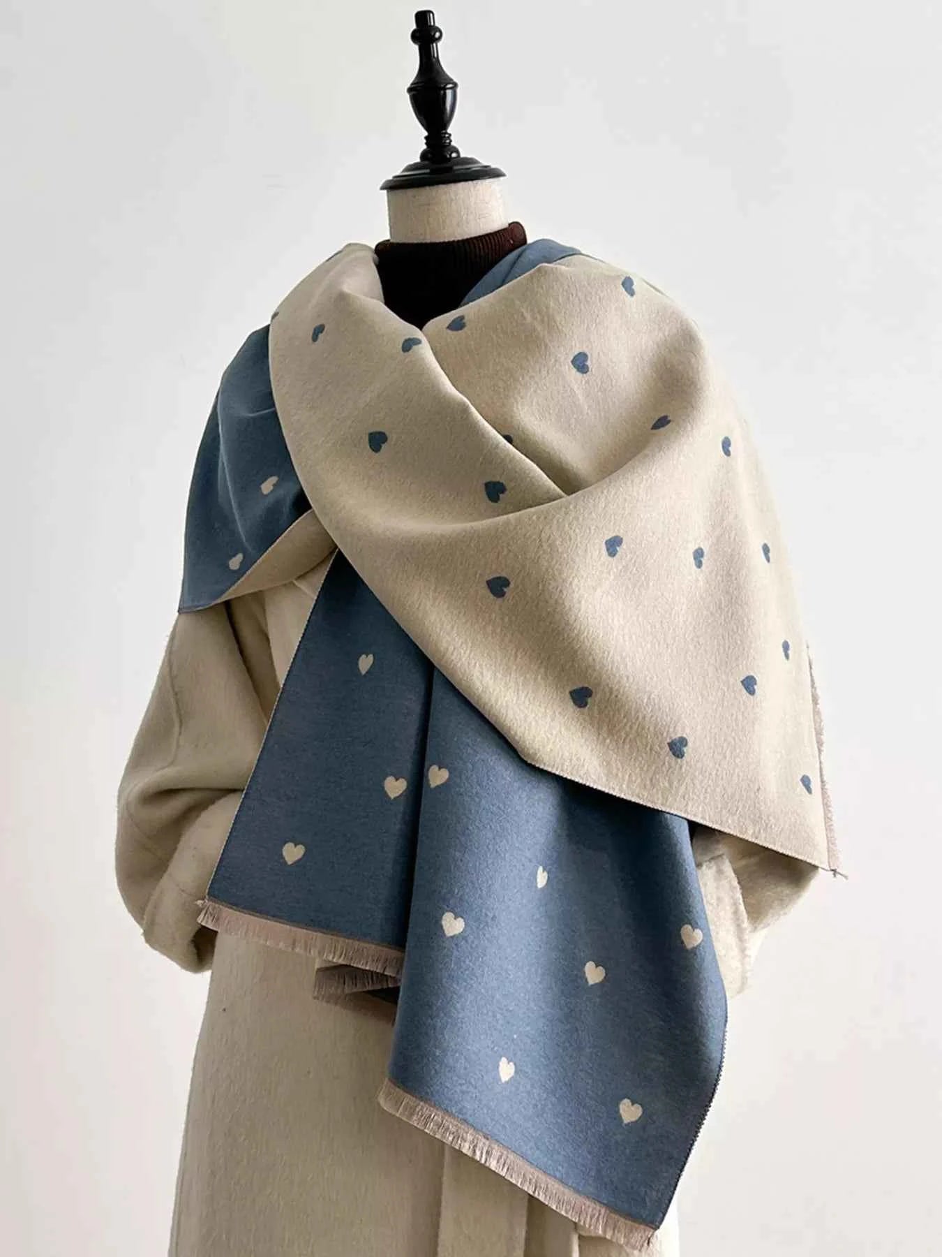 Heart Raw Hem Scarf