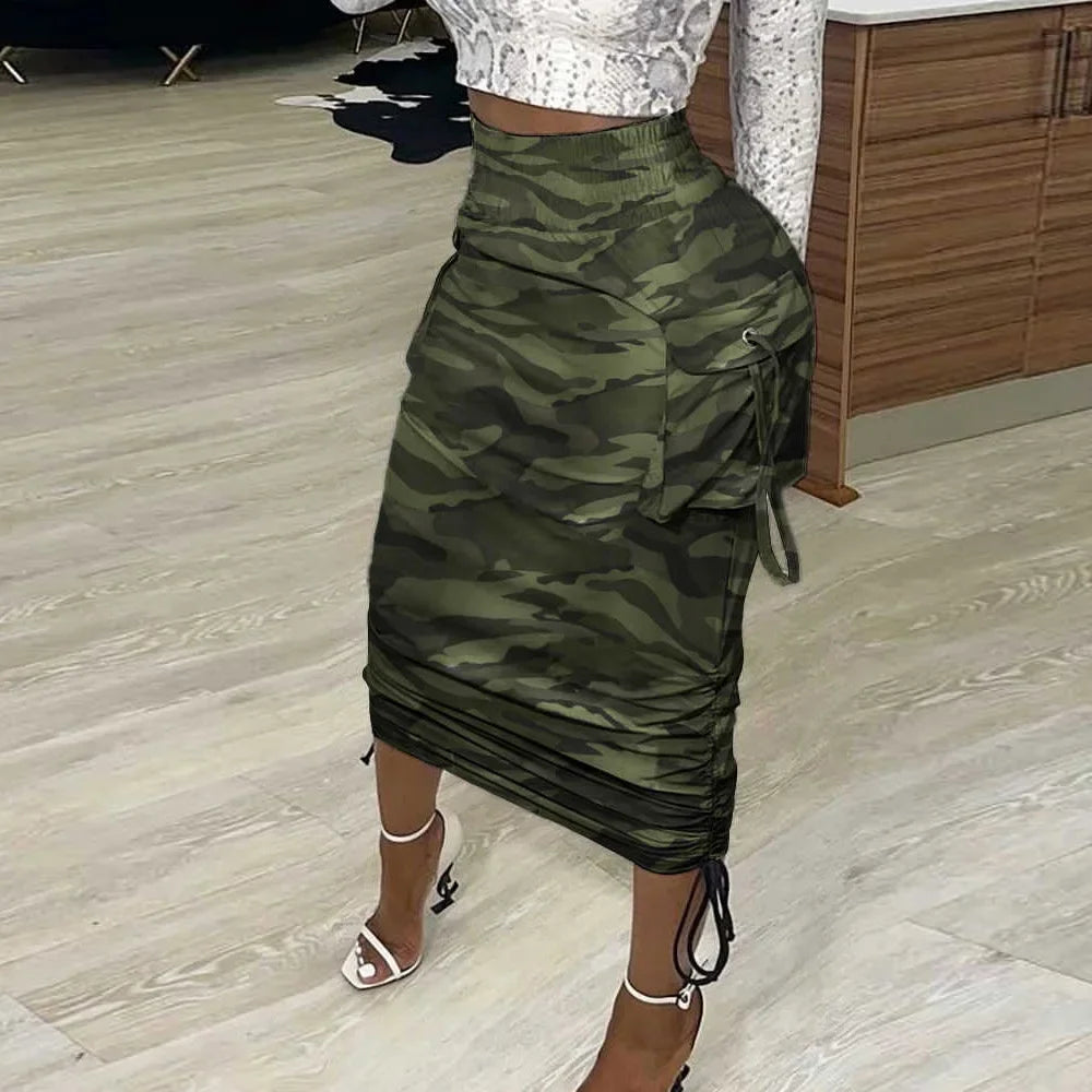 Urban Camo Ruched Midi Skirt — TrendPop-Creations: Pop Your Style. Own Your Trend.