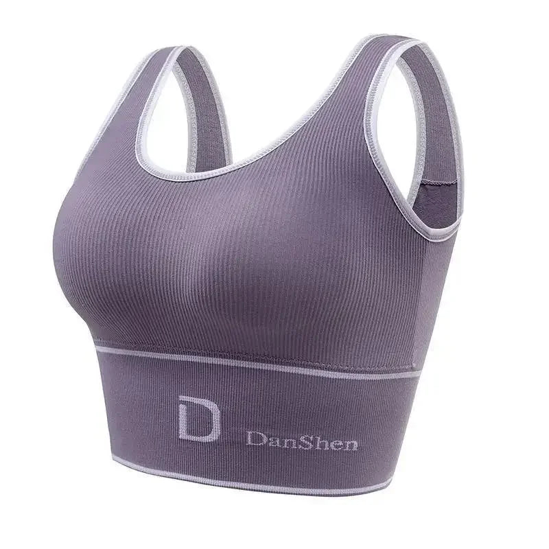Chaleco deportivo a prueba de golpes para mujer | Top tubo fruncido sin aros con espalda en U