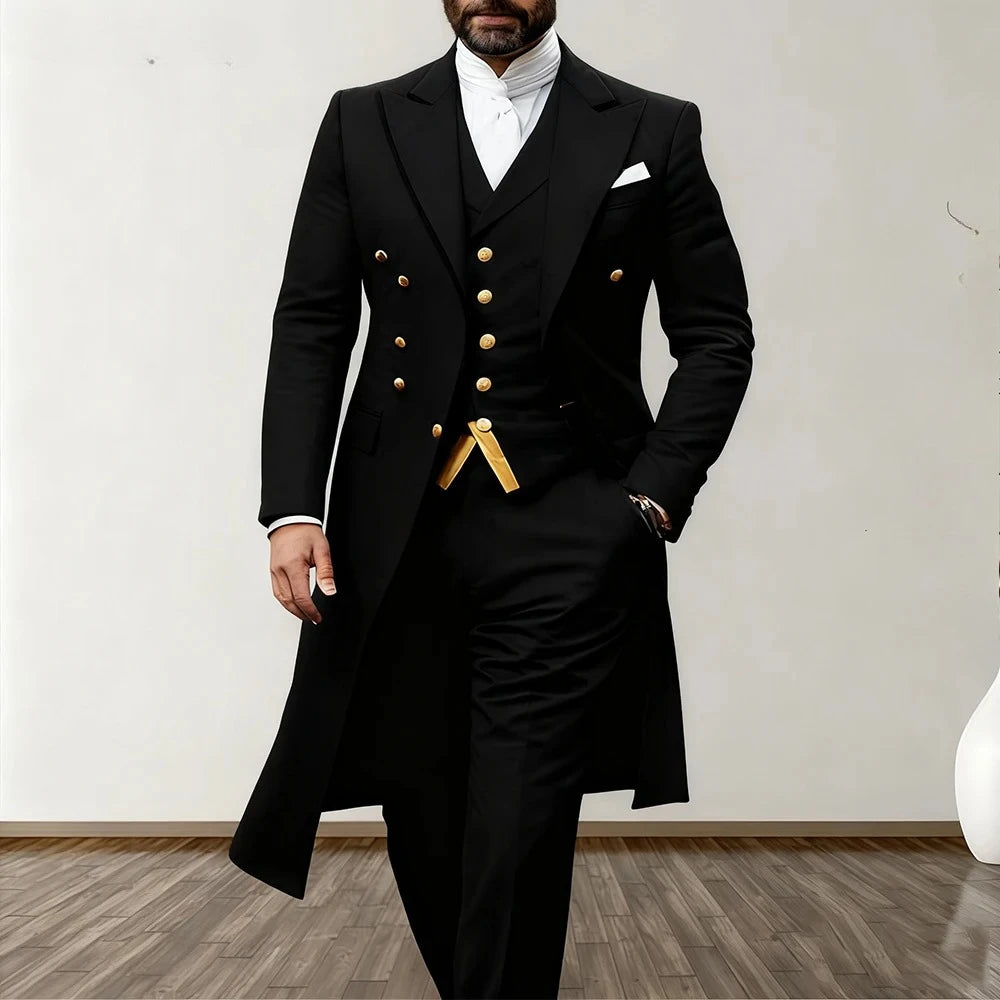 Men’s 3-Piece Royal Longline Suit (Blazer, Vest & Pants)