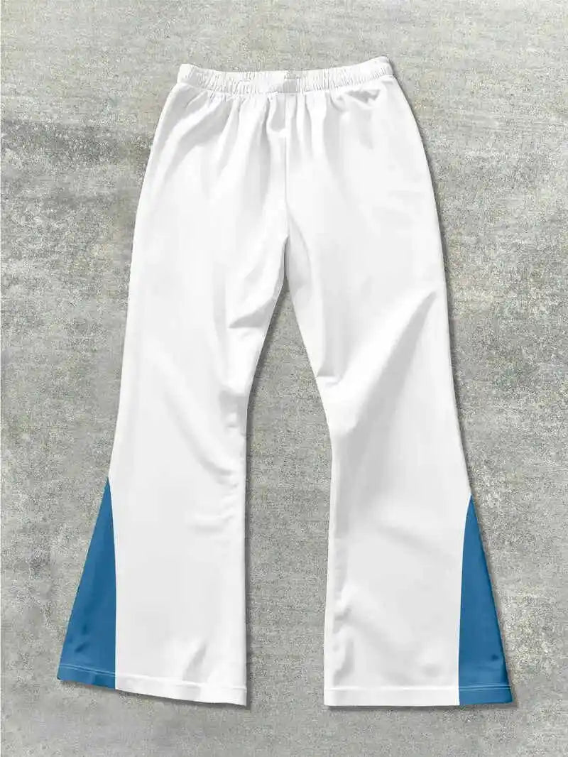 Men's Mixed Print Color Block Flare Sweatpants