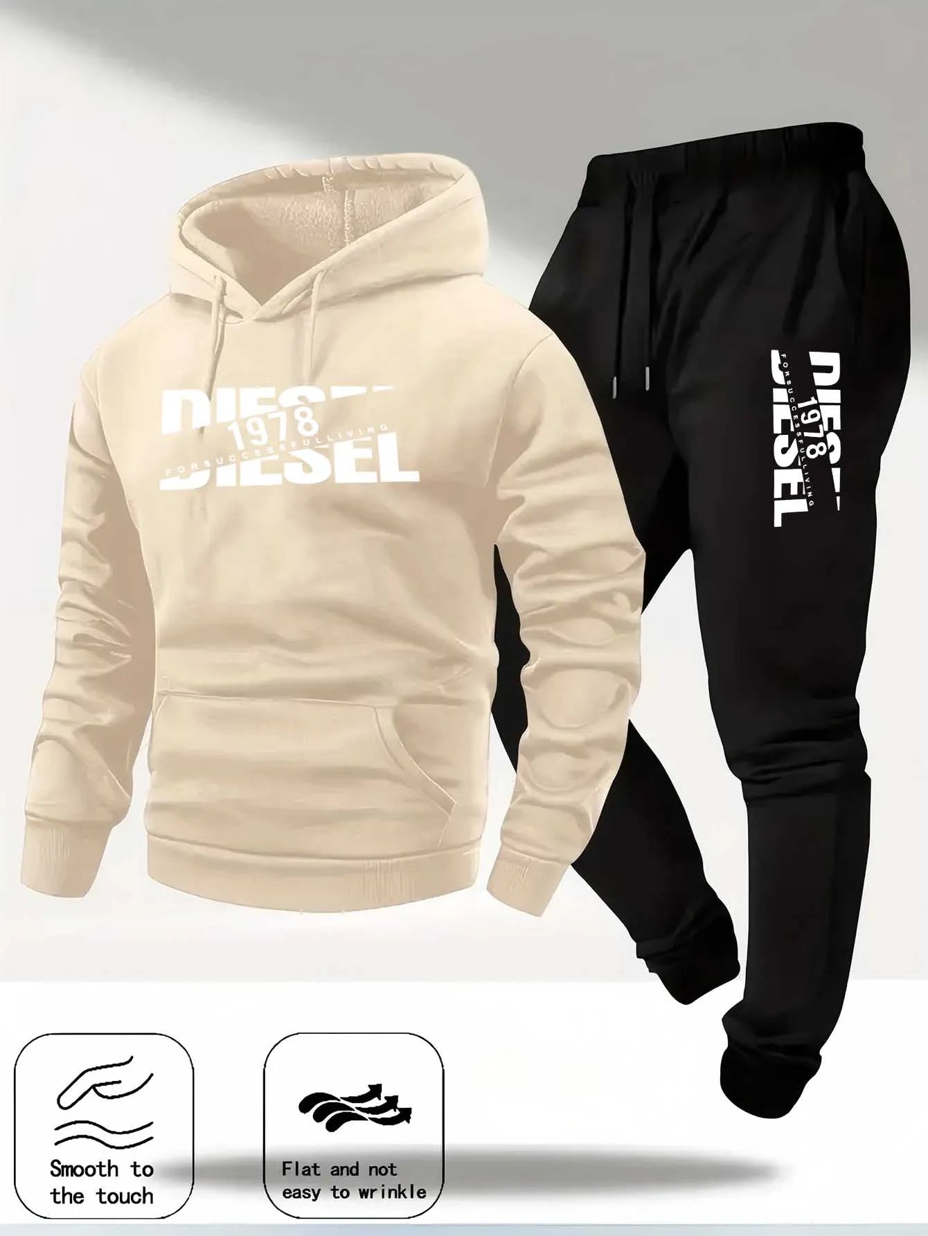 TrendPop DCDG Conjunto urbano
Conjunto deportivo con capucha para hombre – Sudadera con estampado casual y pantalones, ropa urbana de otoño/invierno