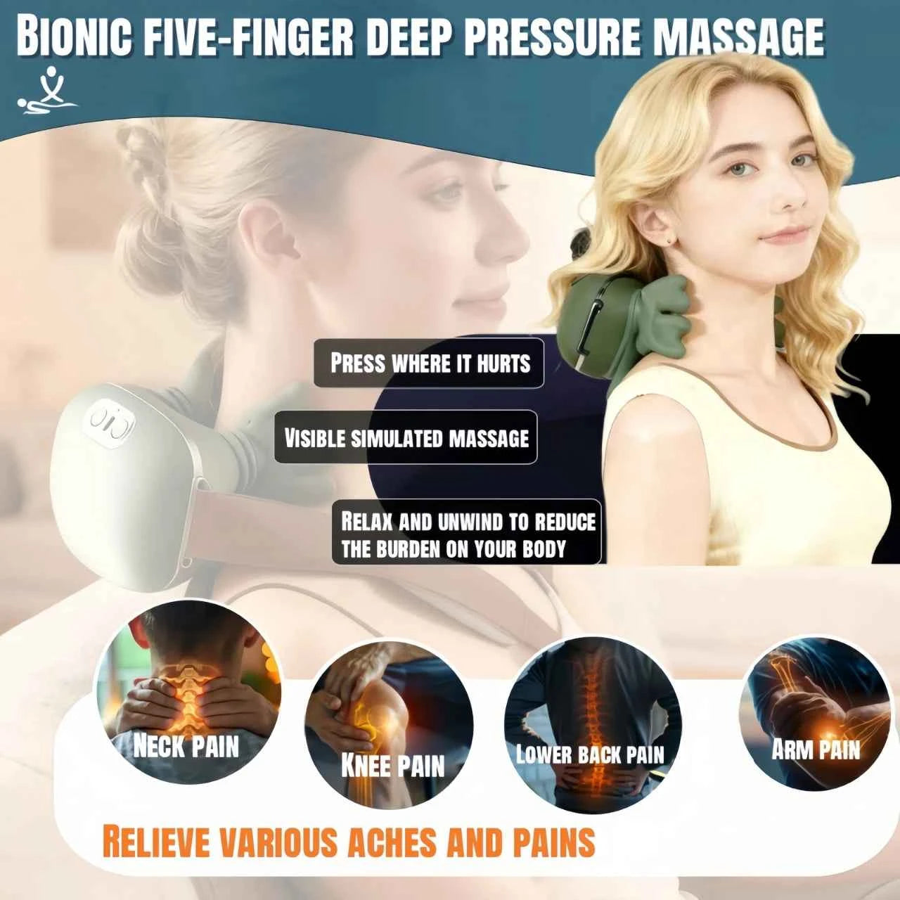 Neck Massager 2026 Electric Shoulder & Cervical Massage Deep Tissue Body Massager Almost Real Person Massager
