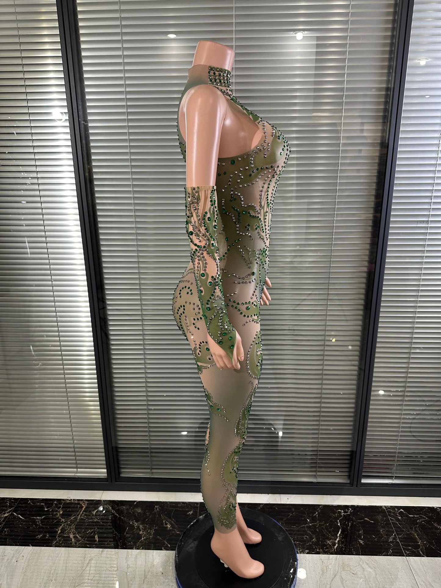 Diamond Noir Sheer Mesh Jumpsuit