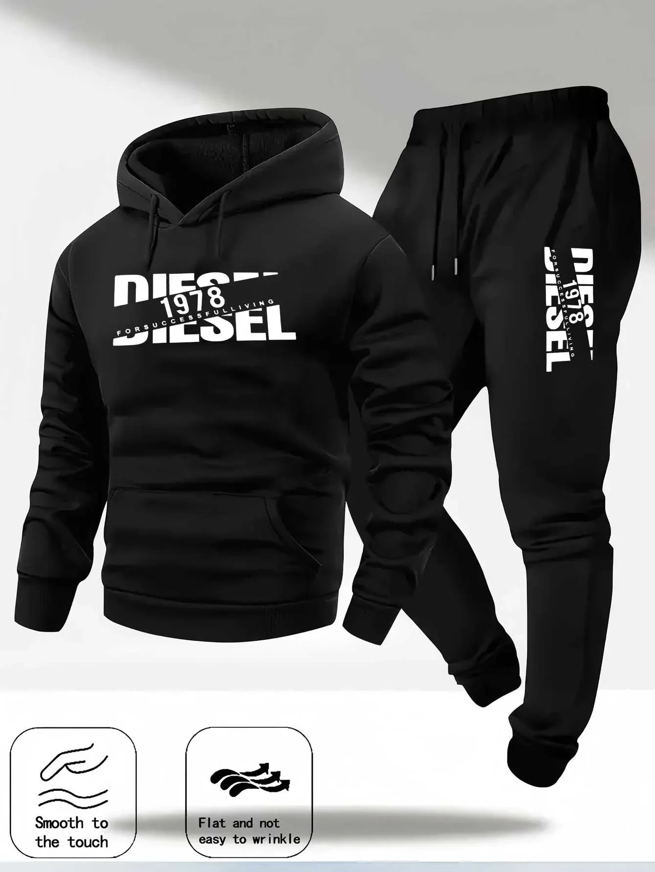 TrendPop DCDG Conjunto urbano
Conjunto deportivo con capucha para hombre – Sudadera con estampado casual y pantalones, ropa urbana de otoño/invierno