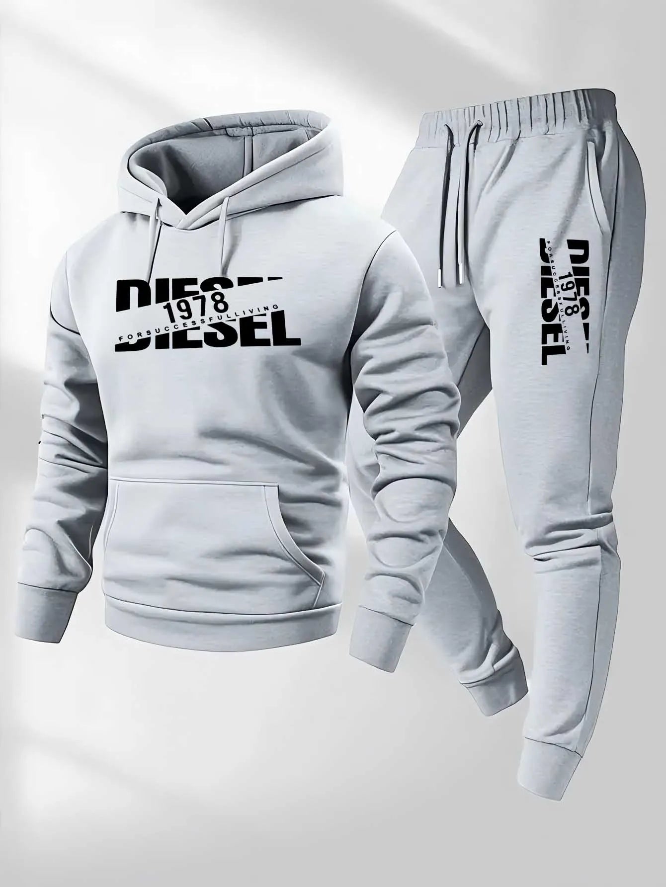 TrendPop DCDG Conjunto urbano
Conjunto deportivo con capucha para hombre – Sudadera con estampado casual y pantalones, ropa urbana de otoño/invierno