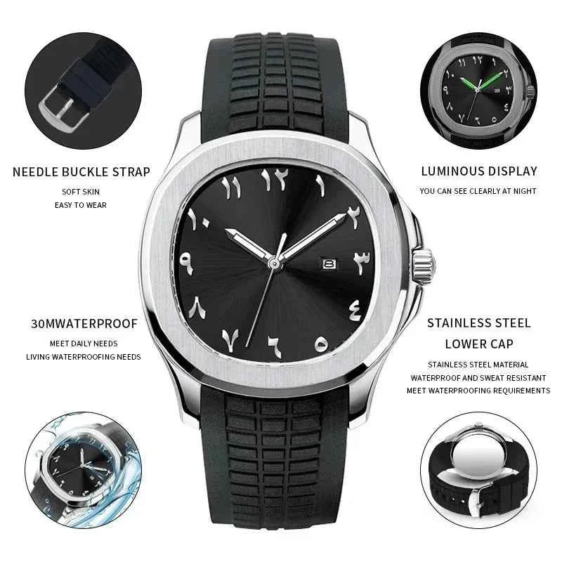New Modern Minimalist Men's Watch - Creative Arabic Digital Sports Quartz Watch with Unique Luxury Design Gift