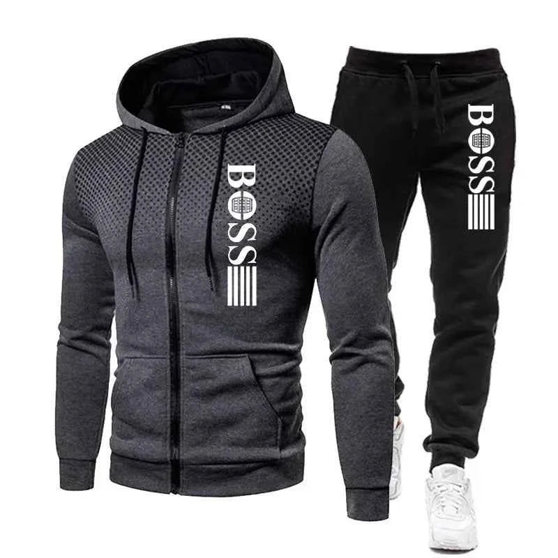 Men’s Zippered Hoodie & Casual Pants Set – Autumn/Winter Fitness & Street Style