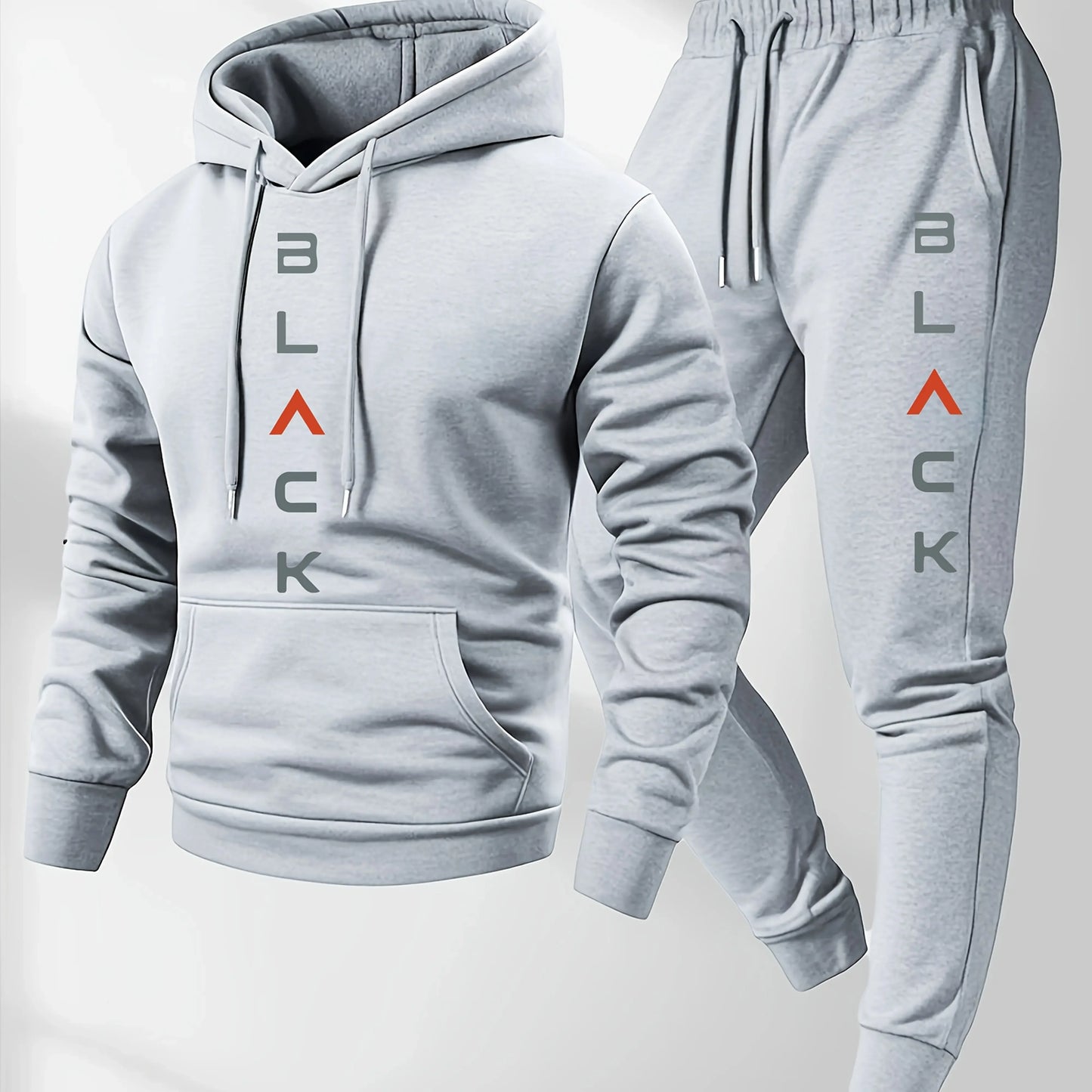 Conjunto deportivo con capucha y estampado de letras para hombre
