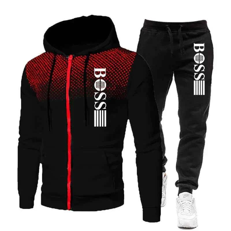 Men’s Zippered Hoodie & Casual Pants Set – Autumn/Winter Fitness & Street Style