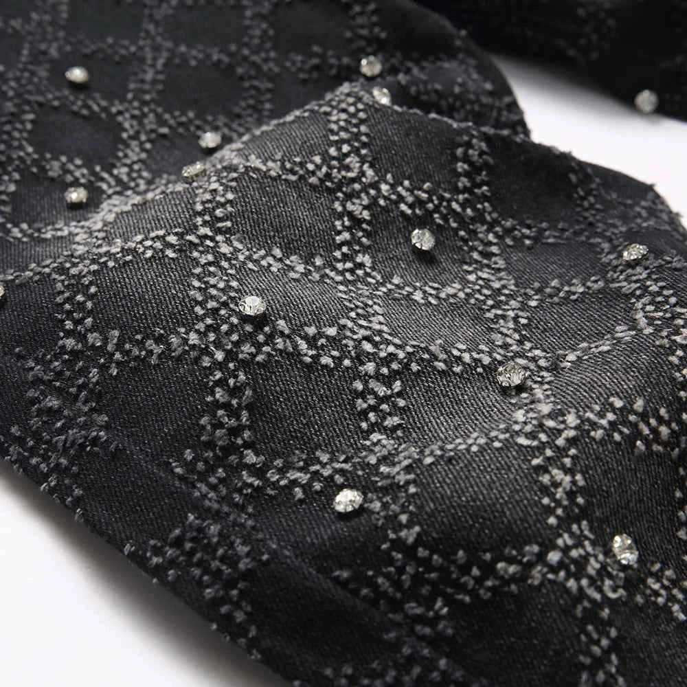 Men's Crystal Rhinestone Flare Leg Denim Jeans