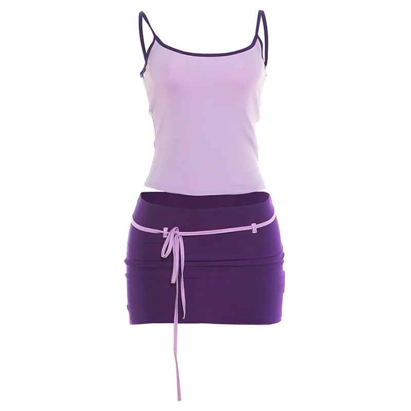 Festival Fringe Colorblock Skirt Set