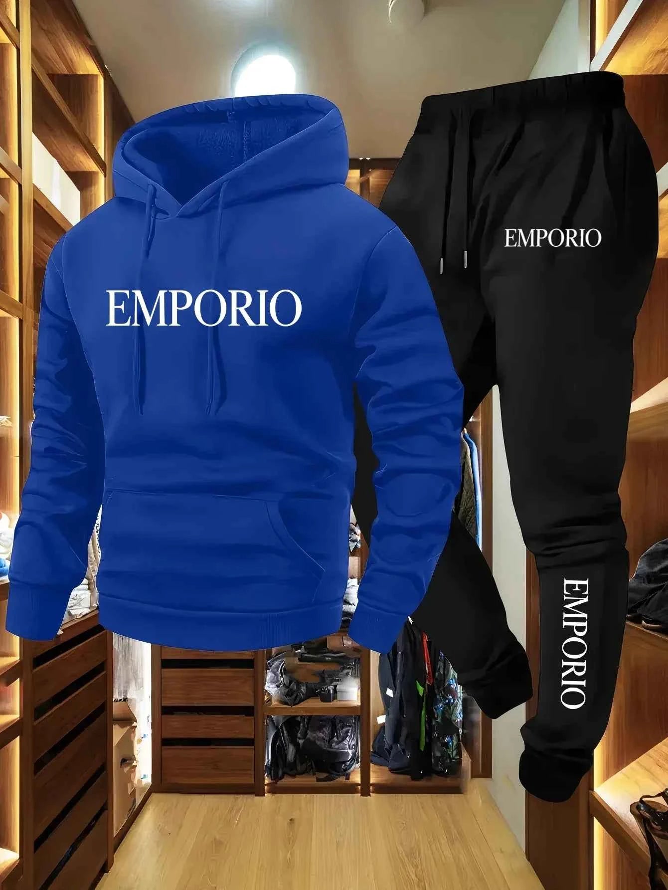 Men’s Zip-Up Hooded Tracksuit Set (Spring Sportswear Co-Ord Set)