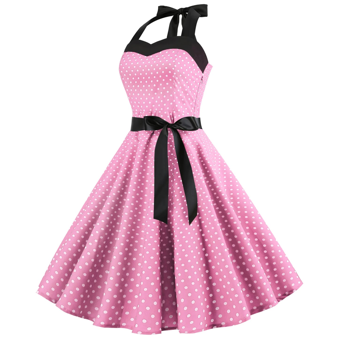 Vestido acampanado vintage de lunares