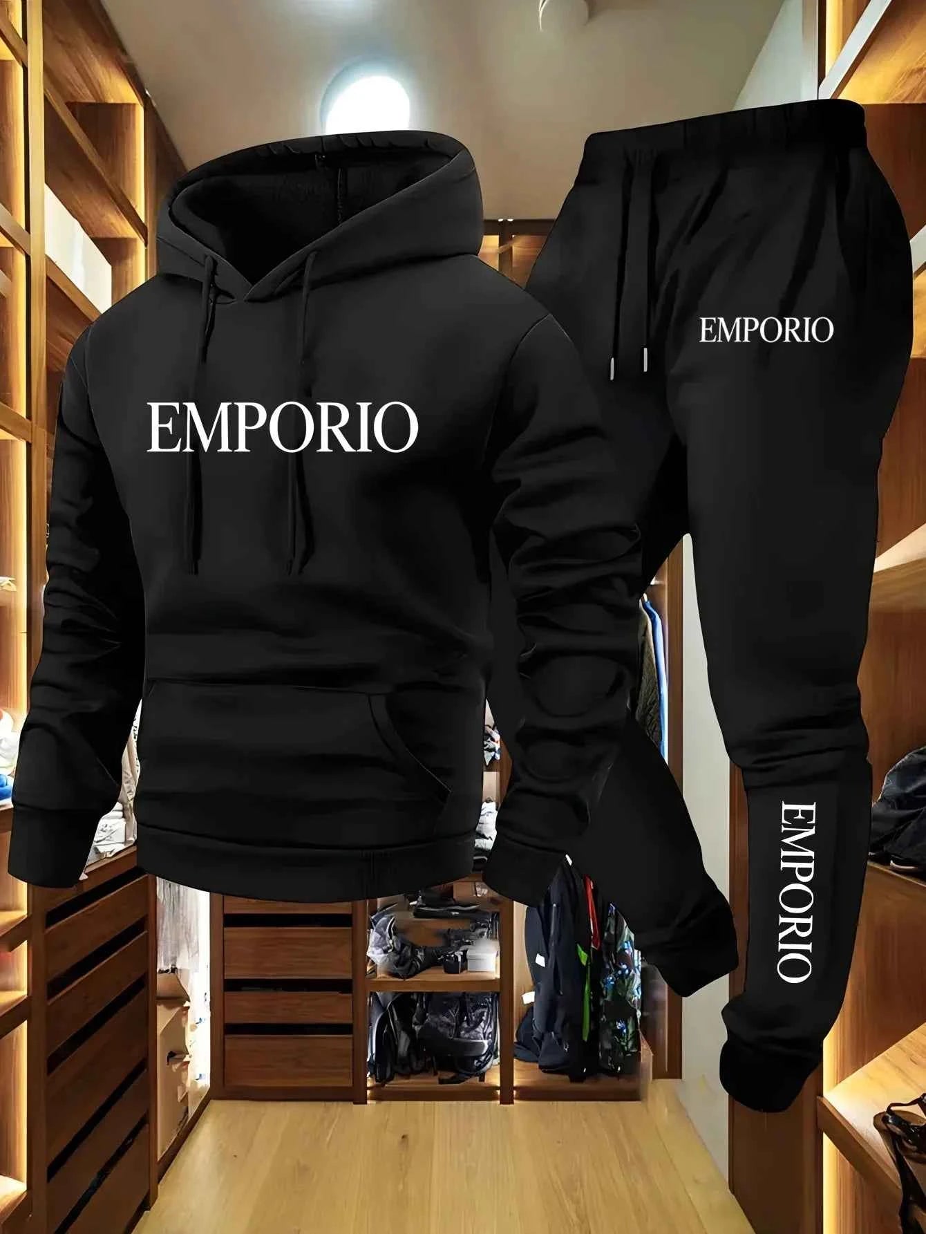 Men’s Zip-Up Hooded Tracksuit Set (Spring Sportswear Co-Ord Set)