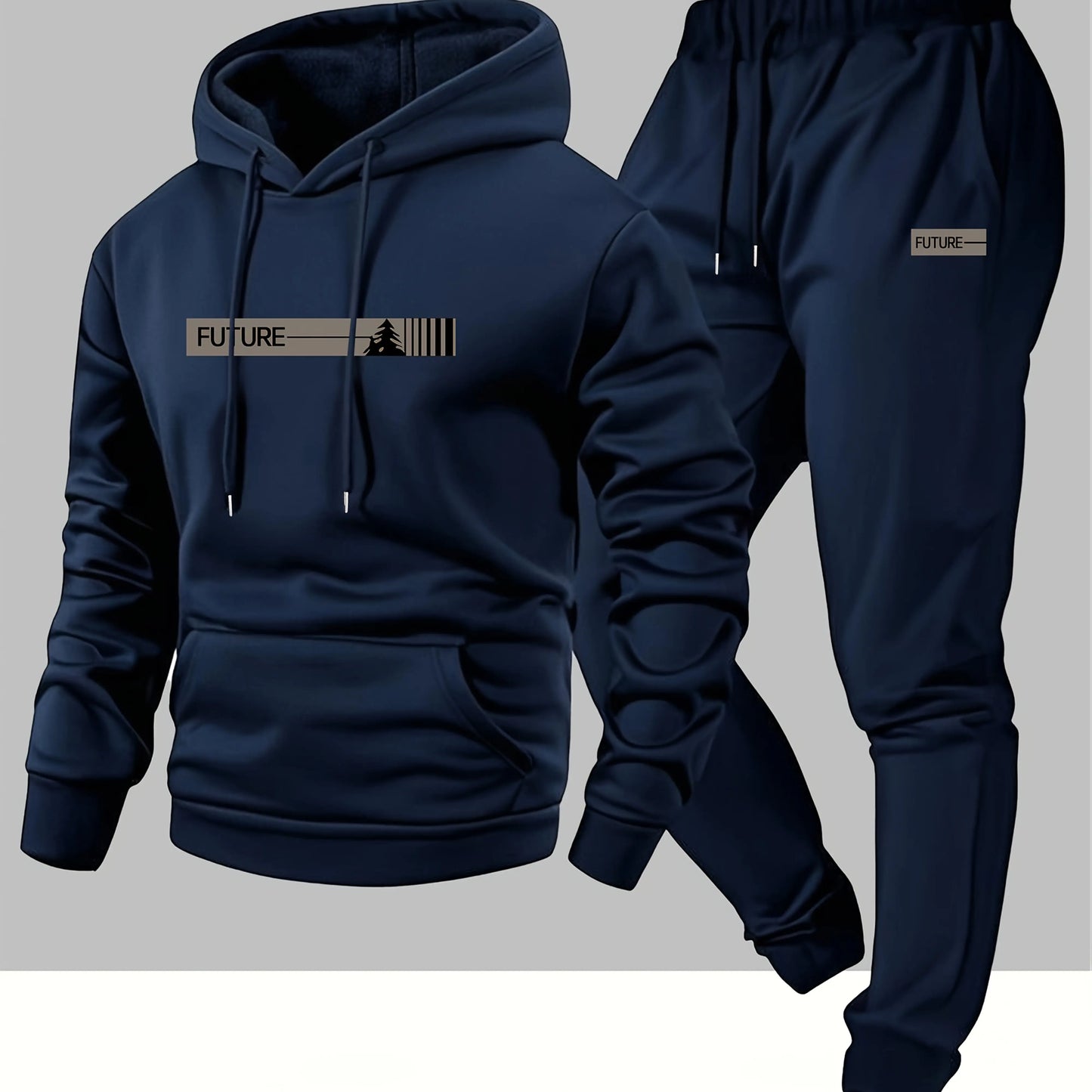 Conjunto deportivo de sudadera con capucha de forro polar para hombre
