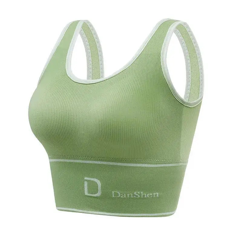 Chaleco deportivo a prueba de golpes para mujer | Top tubo fruncido sin aros con espalda en U